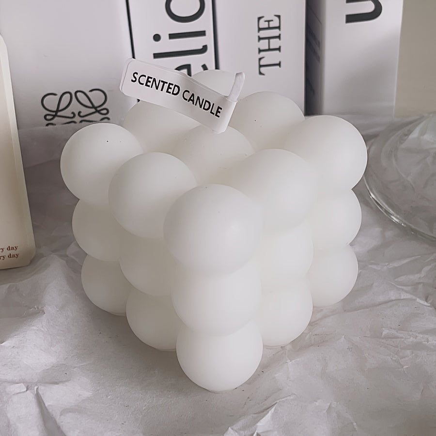 1pc Valentine'S Day Romance Themed Scented Candle - Single-Wick Soy Wax in Square Jar with Rosemary Fragrance, Smokeless Home Decor for Bedroom, Vanity, Photo Prop, Creative Gift for Friends, Family, Colleagues