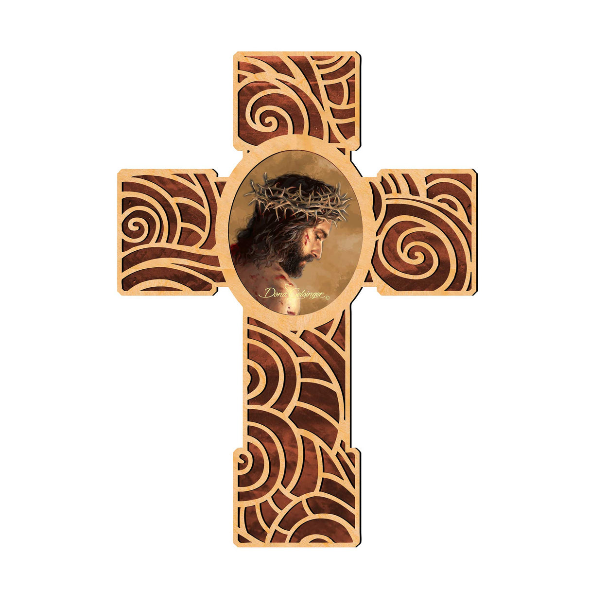 Jesus Modern Wooden Cross by D. Gelsinger - Inspirational Icon Decor - 88280-DG