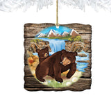 Bear Cabin Christmas Wooden Ornaments by G. DeBrekht - Wildlife Holiday Decor - 8114081