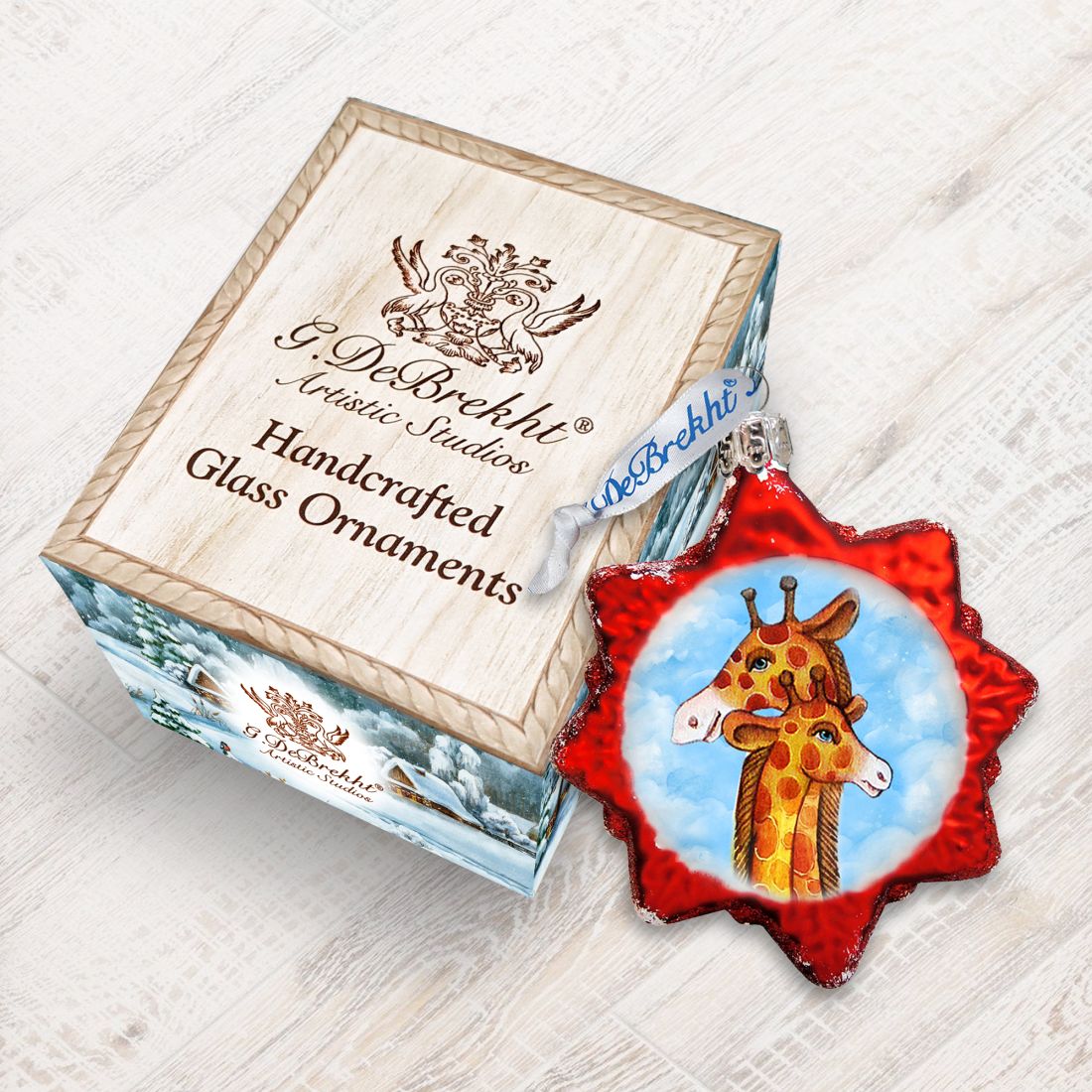 Adorno de jirafa de vidrio con mercurio de G. DeBrekht - Decoración navideña de vida silvestre - 771016