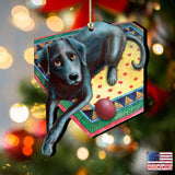 Ready When You Are Black Dog Wooden Ornaments by Laura Seeley - Pets Dog and Cats Decor - 8511017-LS