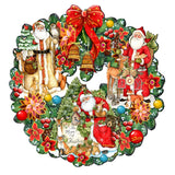 Classic Christmas Santa Holiday Door Wreath by G. Debrekht - Christmas Santa Snowman Decor by Susan Winget - 8185307-7H-SW