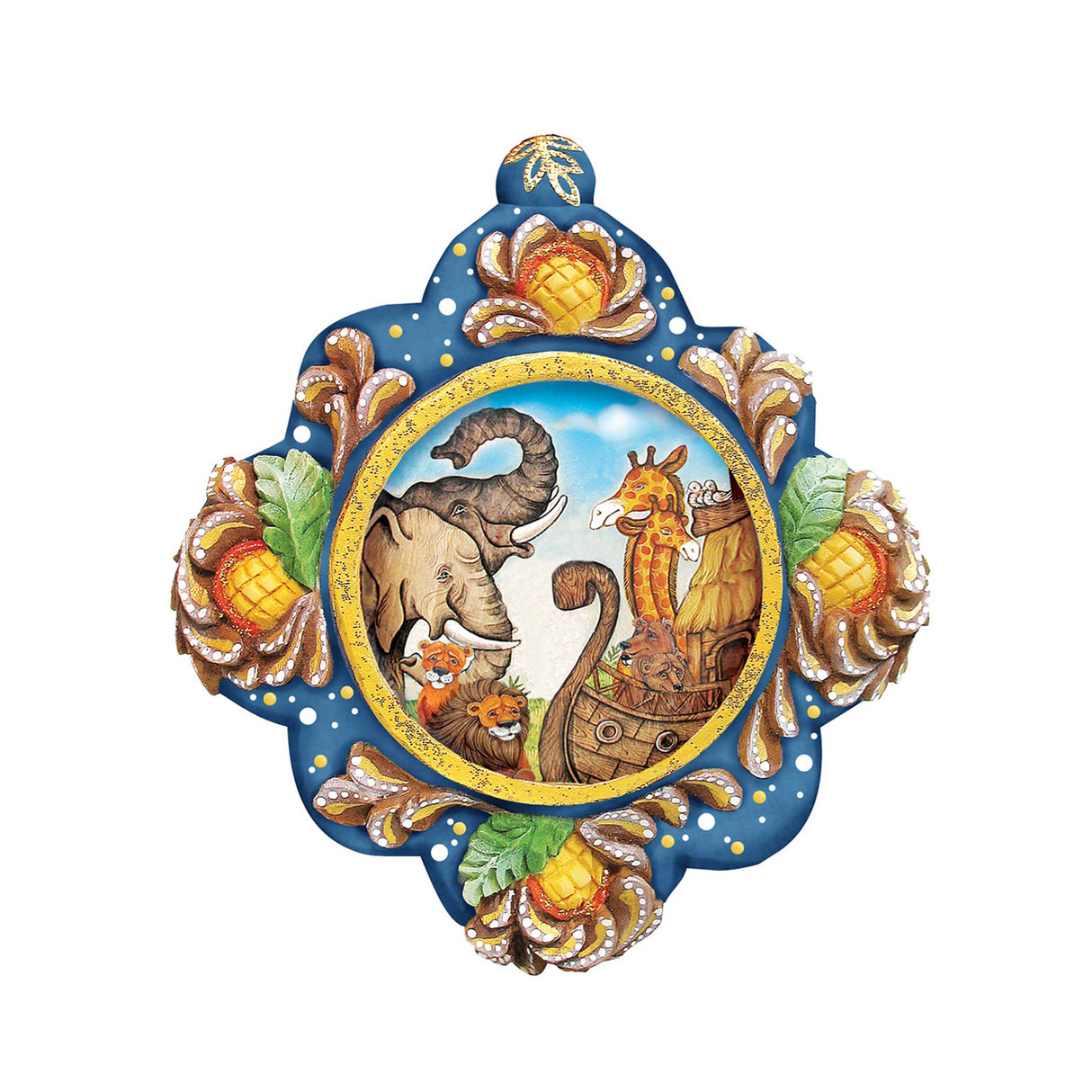 Adorno navideño del Arca de Noé, esculpido y pintado a mano por G. DeBrekht - Decoración navideña para la Natividad - 6102517