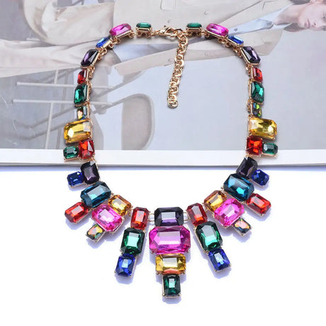 Luxurious Exaggerating Geometric Big Gem Necklace - Lootquake
