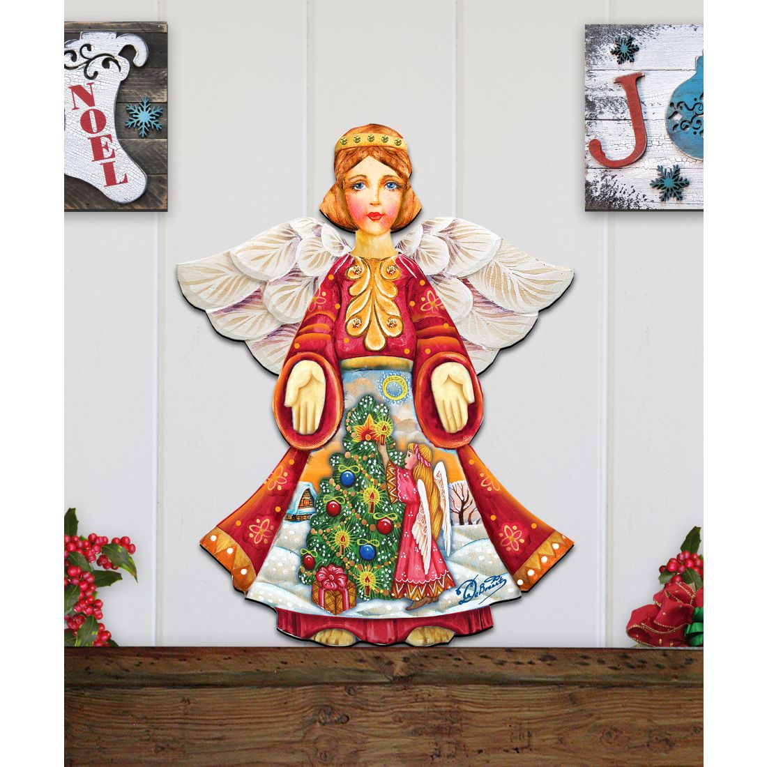 Christmas Tree Angel Nativity Door Decor by G. DeBrekht - Nativity Holiday Decor - 8154103H
