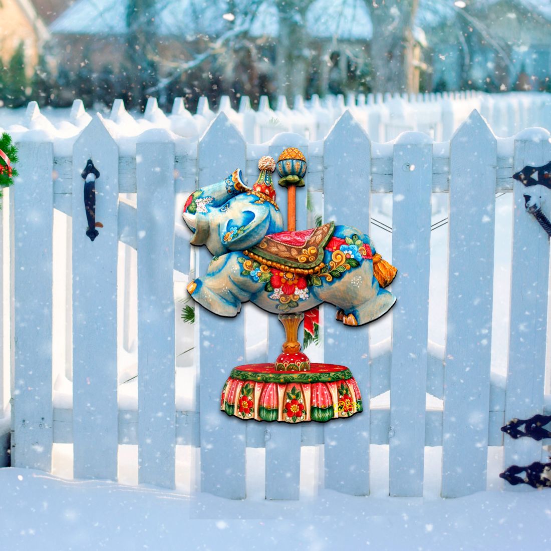 Carousel Elephant Christmas Holiday Door Decor by G. DeBrekht - Carousel Holiday Decor - 8114043H