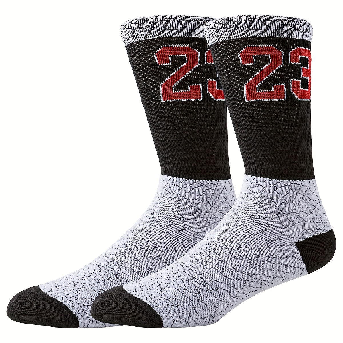Lot de 5/3/1 paires de chaussettes de basket-ball numéro 23 pour homme, absorbant les chocs, confortables et respirantes, mi-mollet, pour l'extérieur
