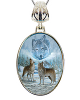 Collar con colgante de nácar bañado en plata de Sky Wolves Howling - 44035