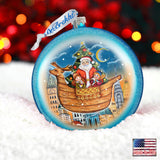 Christmas Arrival Glass Ornament by G. DeBrekht - Christmas Santa Snowman Decor - 744-032B