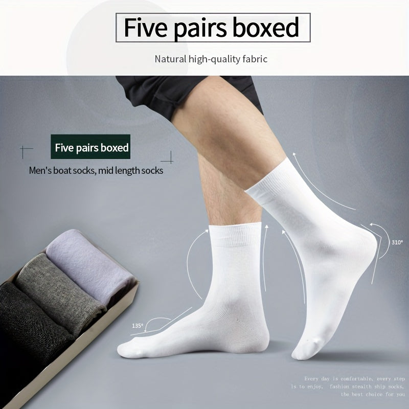 5 paires de chaussettes mi-mollet tendance ultra-confortables pour hommes - Respirantes, évacuant l'humidité, douces et extensibles pour une utilisation en extérieur en toutes saisons - Chaussettes décontractées unisexes pour un confort quotidien