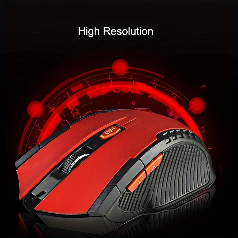 Ratón inalámbrico para juegos de 2,4 G, diseño ergonómico, agarre cómodo, alcance de 1000 m, ajuste de 800 a 1600 DPI, diseño elegante, para ordenadores de escritorio y portátiles, material plástico.