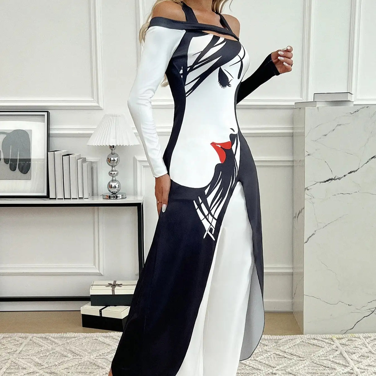Ladies' Business Elegant Wide Leg Casual Loose Fit One Shoulder Set Sexy Party Set - Lootquake