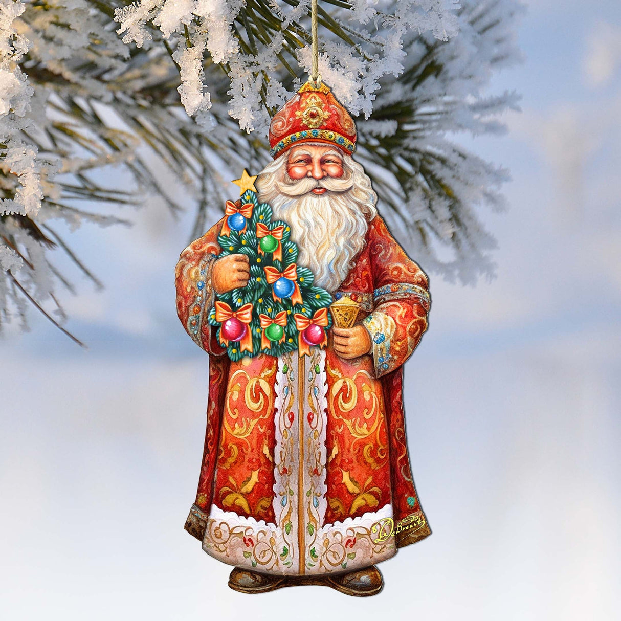 Santa's Tree of Joy Wooden Ornaments by G. Debrekht - Christmas Santa Snowman Decor - 8691418
