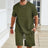 Sports Casual Suit Solid Color Round Neck T-shirt Shorts - Lootquake