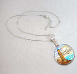 Light House Silver Plated Mother of Pearl Jewelry Pendant Necklace Coastal - 44049