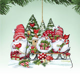 Christmas Gnome Wooden Ornament - Tree Ornament by Susan Winget - Christmas Santa and Snowman Decor - 8471109-SW