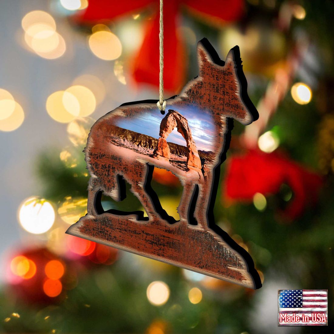 Coyote Wooden Ornaments by Nature Wonders - Wildlife Holiday Decor - 8198160