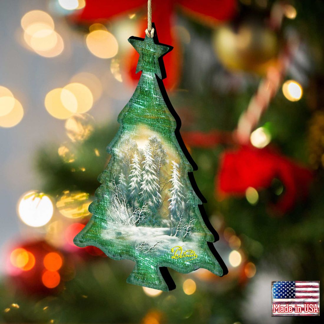 Adornos de madera con forma de árbol de G. DeBrekht - Decoración navideña - 81988123