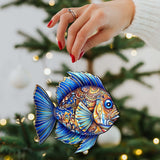 Coastal Decorations - Sapphire Sea Fish Wooden Ornaments by G. Debrekht Coastal Holiday Decor - 8688307