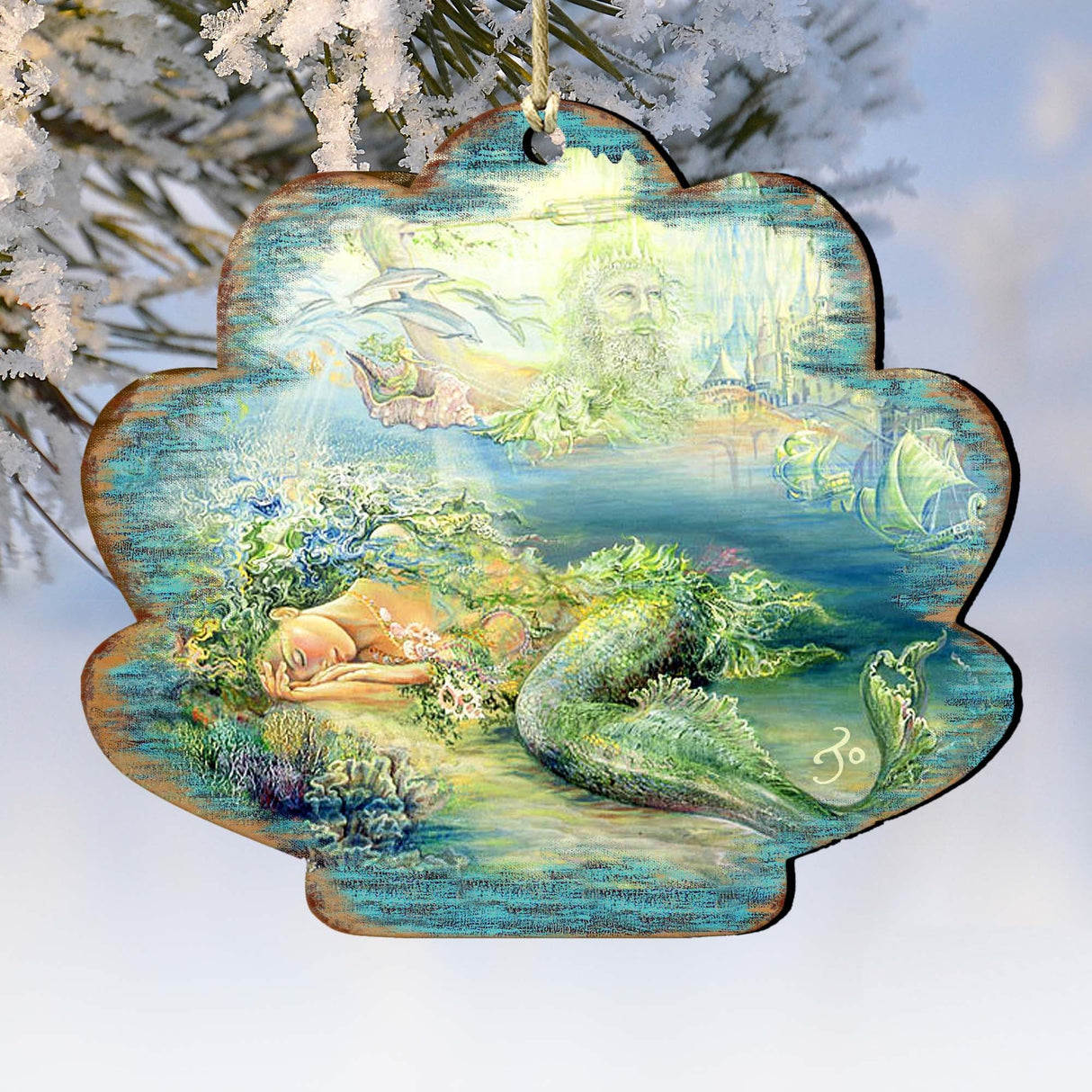Dreams of Atlantis Wooden Ornaments by Josephine Wall - Coastal Sea-Life Decor - 8472102-JW