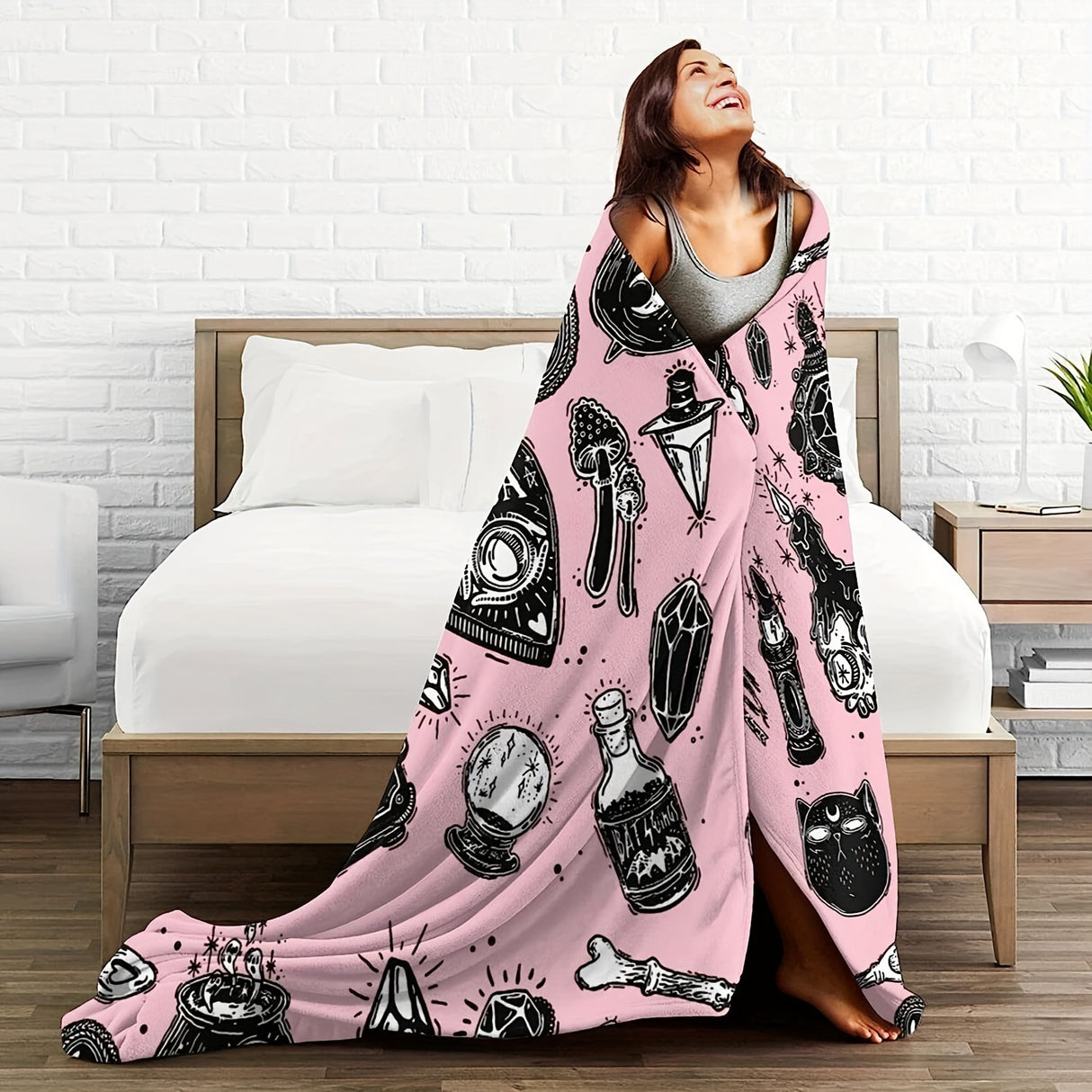 Couverture en flanelle imprimée Halloween, douce et confortable, idéale pour la sieste, le voyage, le canapé, le lit, le bureau, la décoration intérieure, cadeau d'anniversaire, d'Halloween, pour garçons, filles et adultes, disponible en toute saison.