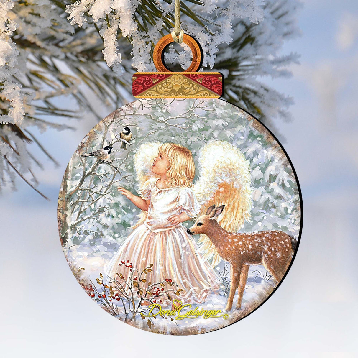 Adornos de madera con forma de ángel y ciervo del bosque de Gelsinger - Decoración navideña para la Natividad - 8021122-1703