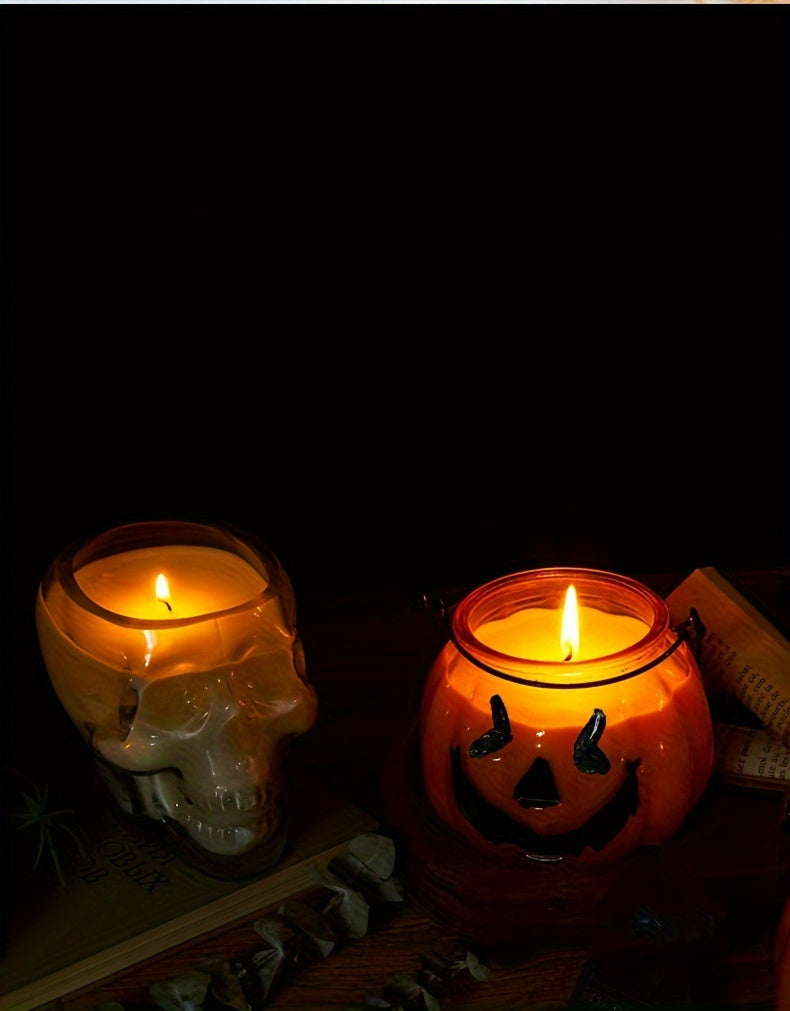 Bougie parfumée en forme de citrouille d'Halloween avec poignées - 180 g, parfum rose, idéale pour la décoration de fête et l'ambiance de la maison