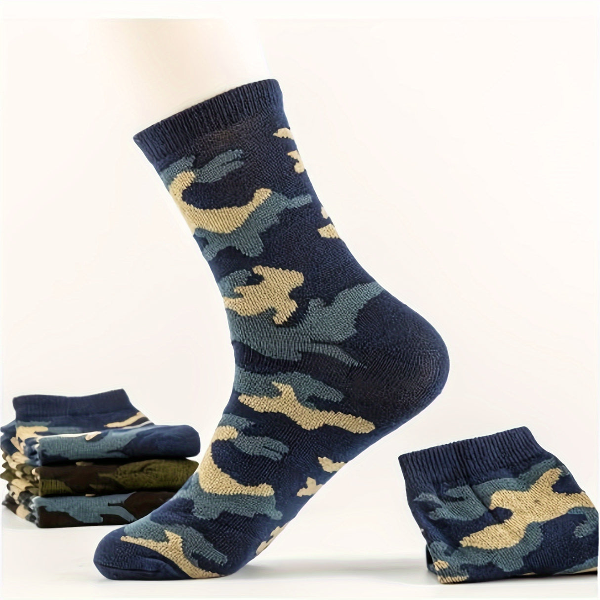 Lot de 3 paires de chaussettes de sport camouflage pour homme - Résistantes, extensibles et côtelées pour toutes les saisons