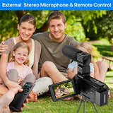 Cámara de video digital Nicamery de 3.0 pulgadas con pantalla táctil capacitiva giratoria de 270 grados, 48 MP, zoom digital de 16x, compatible con Wi-Fi, HD, estabilización de seis ejes, control remoto y dos baterías de 2000 mAh.