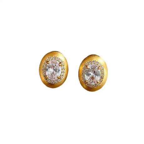 Silver Needle Micro Inlaid Zircon Brushed Geometric Ear Studs - Lootquake