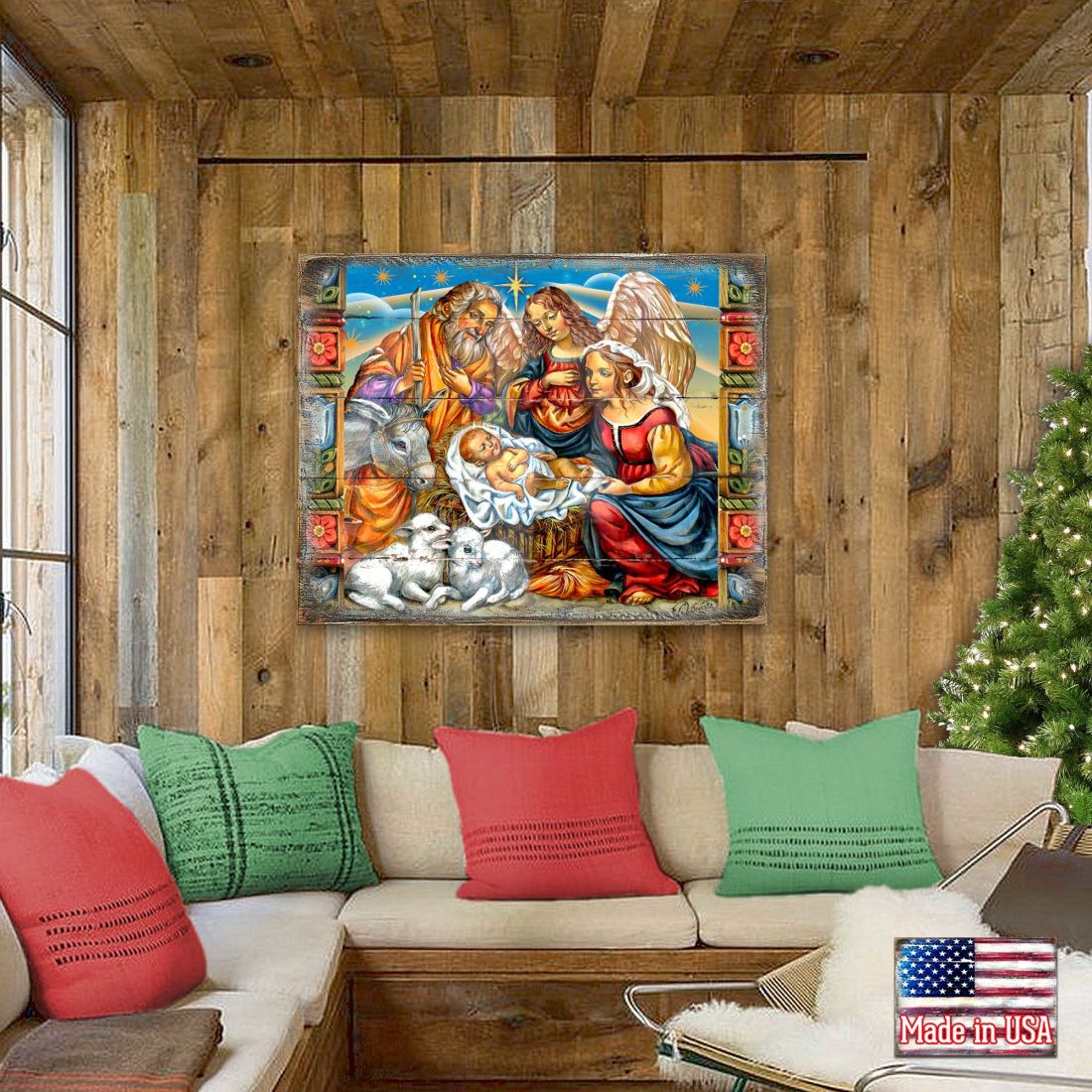 Hitchin Nativity Wooden Wall Art by G. DeBrekht - Nativity Holiday Decor - 8614031B