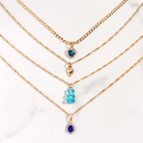 Multi-layer Pink Heart Crystal Pendant Necklaces - Lootquake