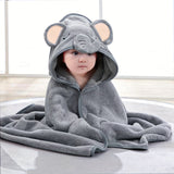 Snuggly Soft Baby Towel - Adorable Animal Bathrobe/Blanket, Ultra Absorbent Microfiber Coral Fleece, 80x80cm Perfect for Boys & Girls