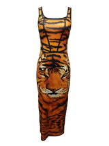 Ladies' Tiger Print Slim Fit Casual Dress - Lootquake