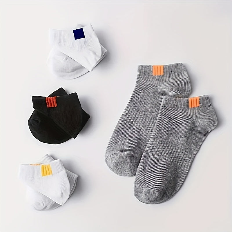 5 pares de calcetines unisex con letras estampadas, elegantes y transpirables, de corte bajo, para mujer.