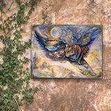 Arte de pared de madera de fantasía con diseño de polilla tigre de Josephine Wall - Decoración de fantasía - 852145-JW
