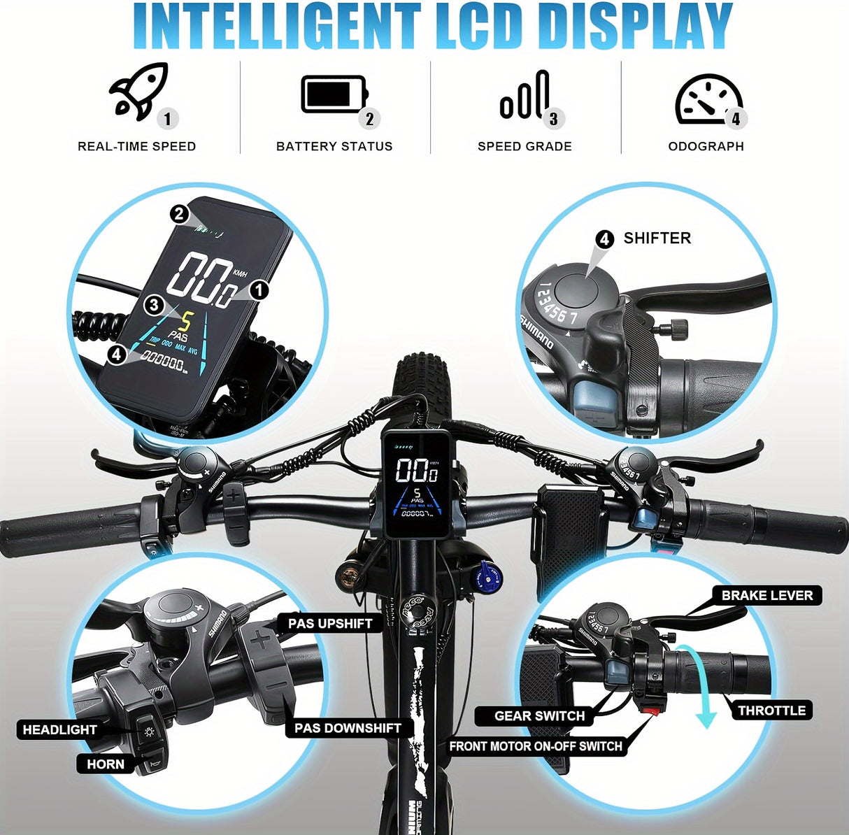 Vélo électrique pour adulte Kettles 740 W | Vélo électrique avec pneus de 26 pouces, VTT à double moteur pour trajets domicile-travail et tout-terrain, avec batterie amovible 48 V 23 Ah, jusqu'à 80 km à 31,3 km/h