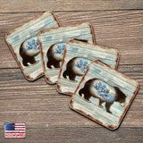 Bear Wooden Cork Coasters Gift Set of 4 by Nature Wonders - Nature Wildlife Decor  - 8198215-9C-S4