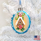 Joy Gingerbread House Mercury Glass Ornament by Jamie Mills-Price - Christmas Santa Snowman Decor - 778211-7507