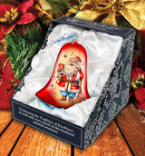 Adorno de campana de cristal con Papá Noel esparciendo alegría navideña de G. Debrekht - Decoración navideña de Papá Noel y muñeco de nieve - 752-042