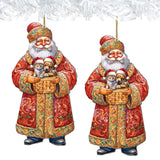 Yuletide Pets with Santa Wooden Ornaments by G. Debrekht - Christmas Santa Snowman Decor - 8691406
