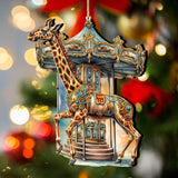 Carousel Giraffe Wooden Ornaments by G. Debrekht Christmas Decor - 8611028