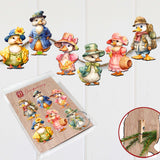 Easter Ducks Decorative Wooden Clip-on Ornaments Set of 6 by G. Debrekht - Easter Decor - 8090043C-S6