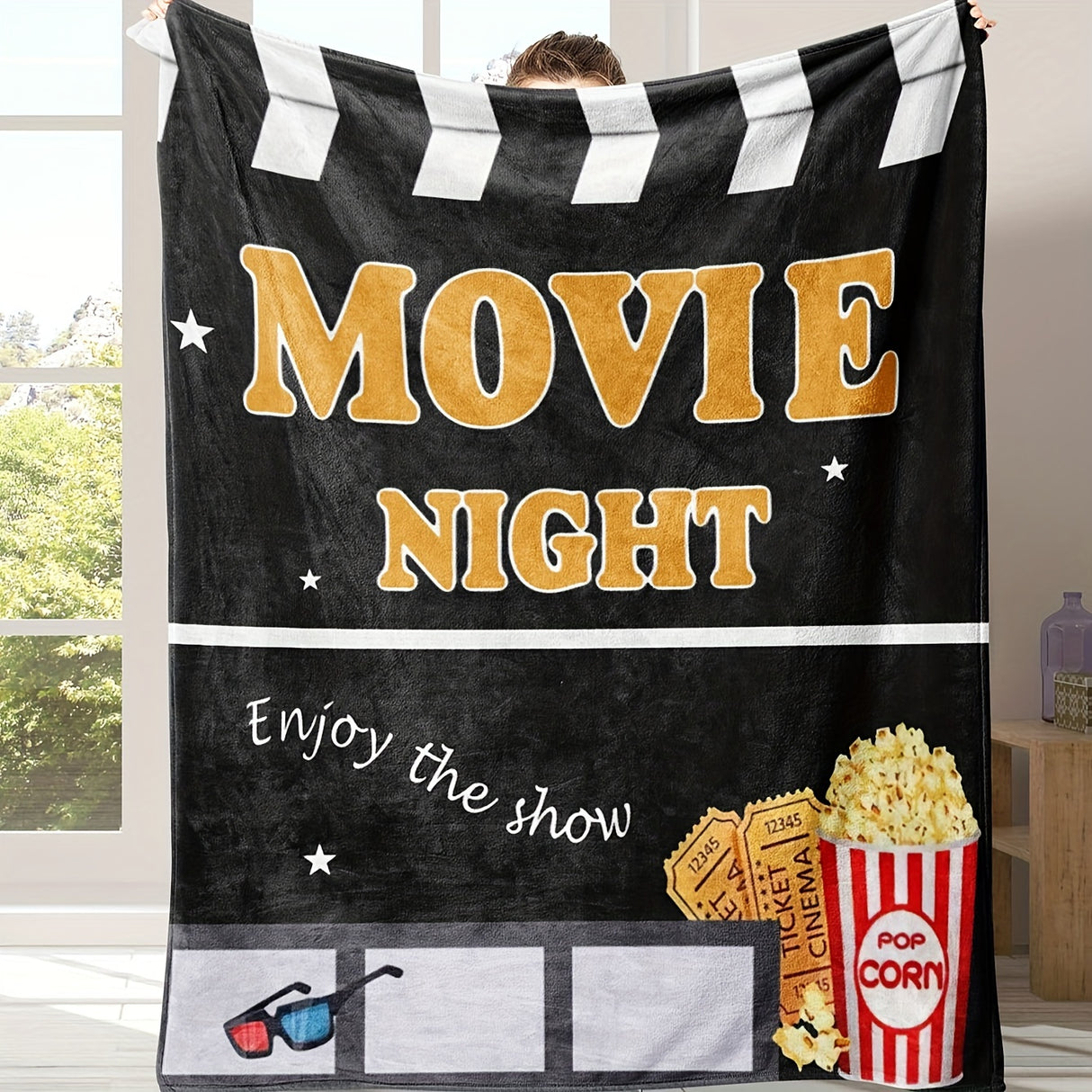 1 manta de franela suave y agradable para la piel para noches de cine. Manta de regalo multifuncional para esposas, esposos, hijas e hijos. Manta de sofá para siestas y abrazos acogedores.