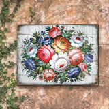 Floral Composition Rustic Wooden Wall Art by G. DeBrekht - Floral Ornamental Decor - 85102B