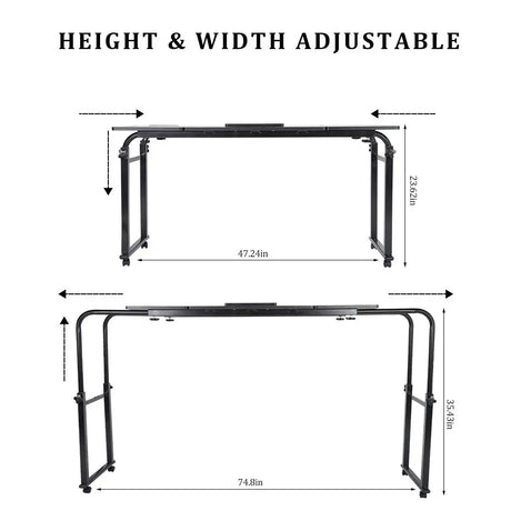 Adjustable Laptop Cart Mobile Computer Desk Overbed Writing Table with Wheels 02# - Lootquake