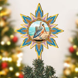 Coastal Pelican Star Tree Topper Wooden Decor by G. Debrekht - Wildlife Holiday Decor - 89514
