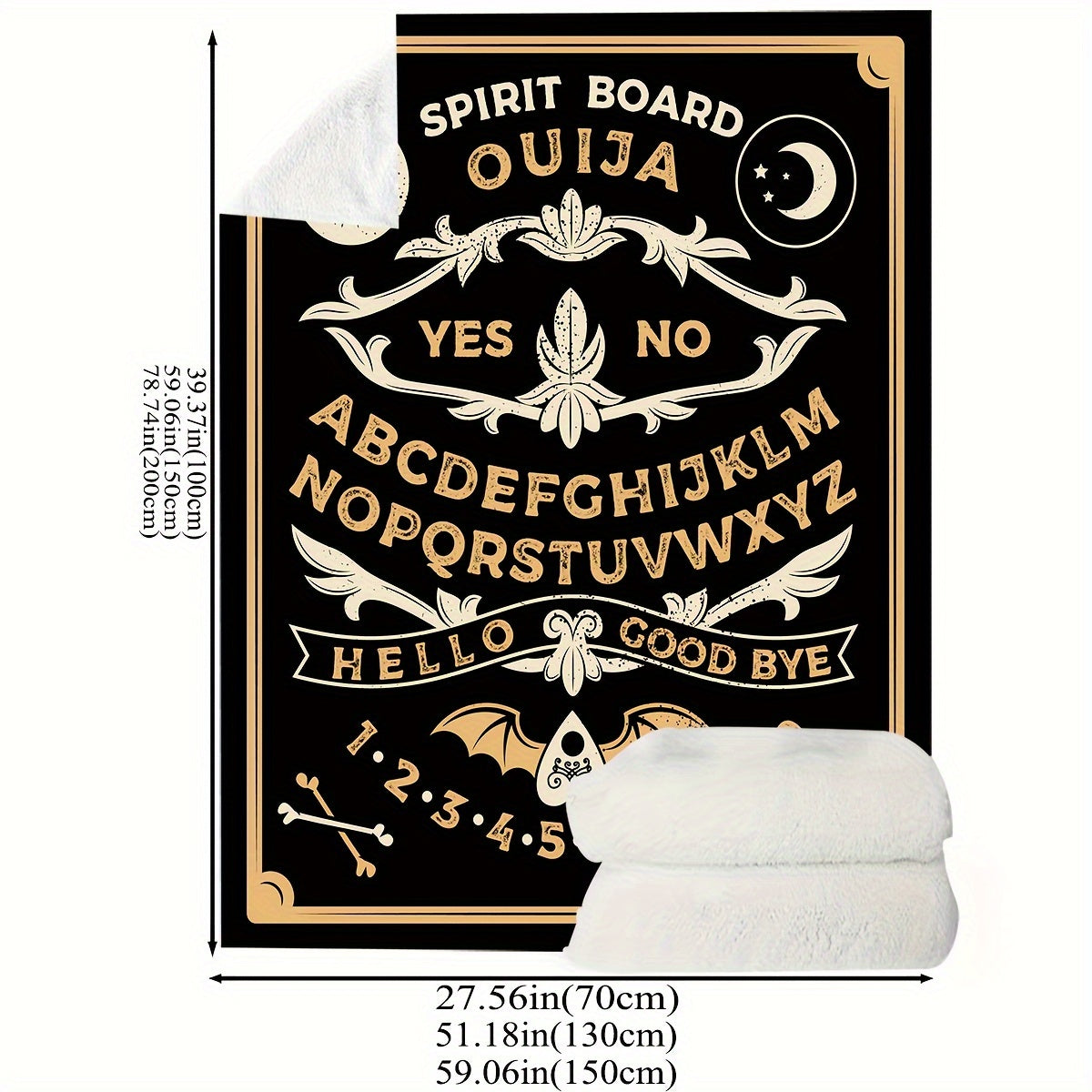 1pc Ouija Spirit Board Design Throw Blanket, Polyester Digital Print, Charming Style, Perfect Birthday Gift, Cozy Nap Blanket