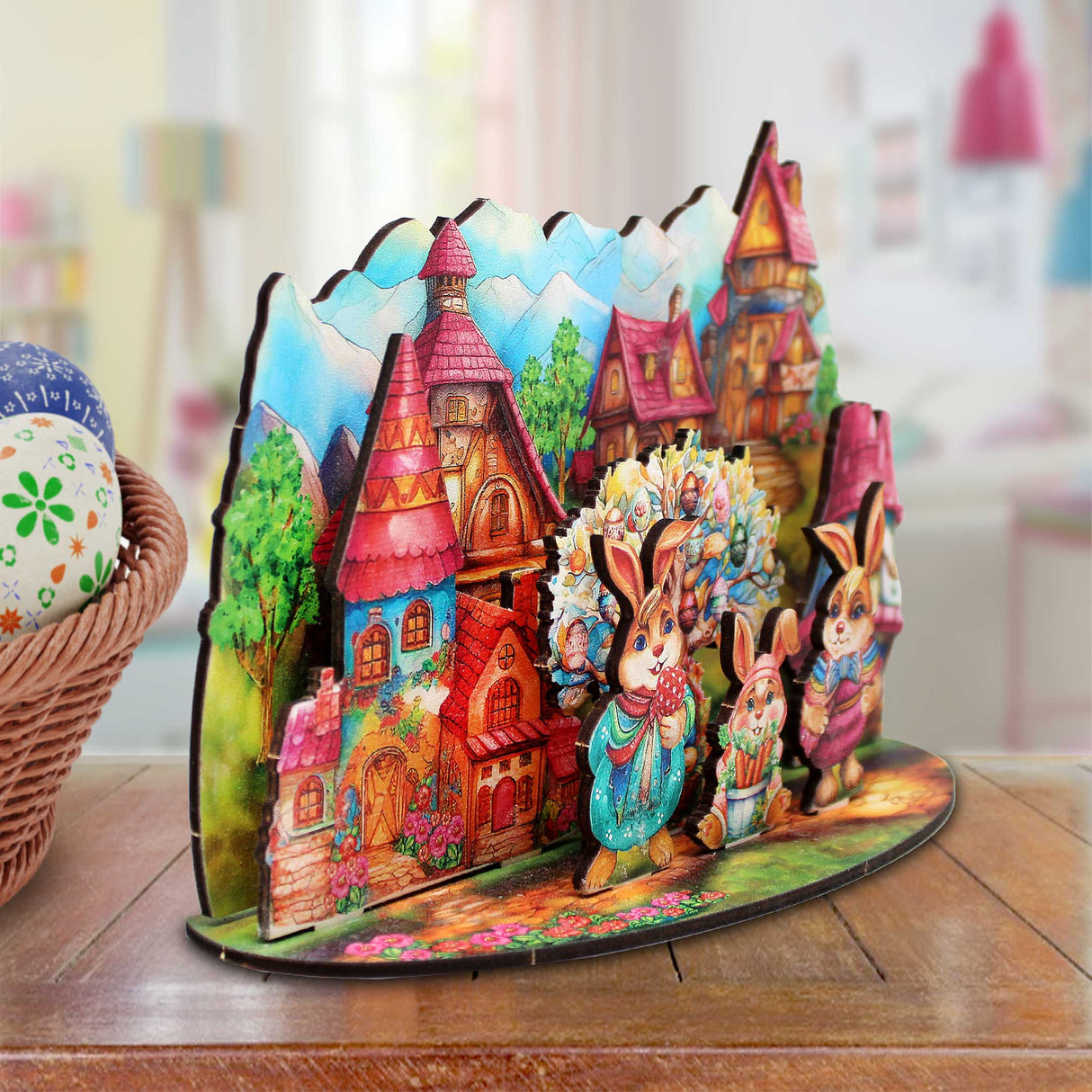 Easter Bunny Village Decorative Village Set by G. Debrekht Easter Spring Decor - 852769