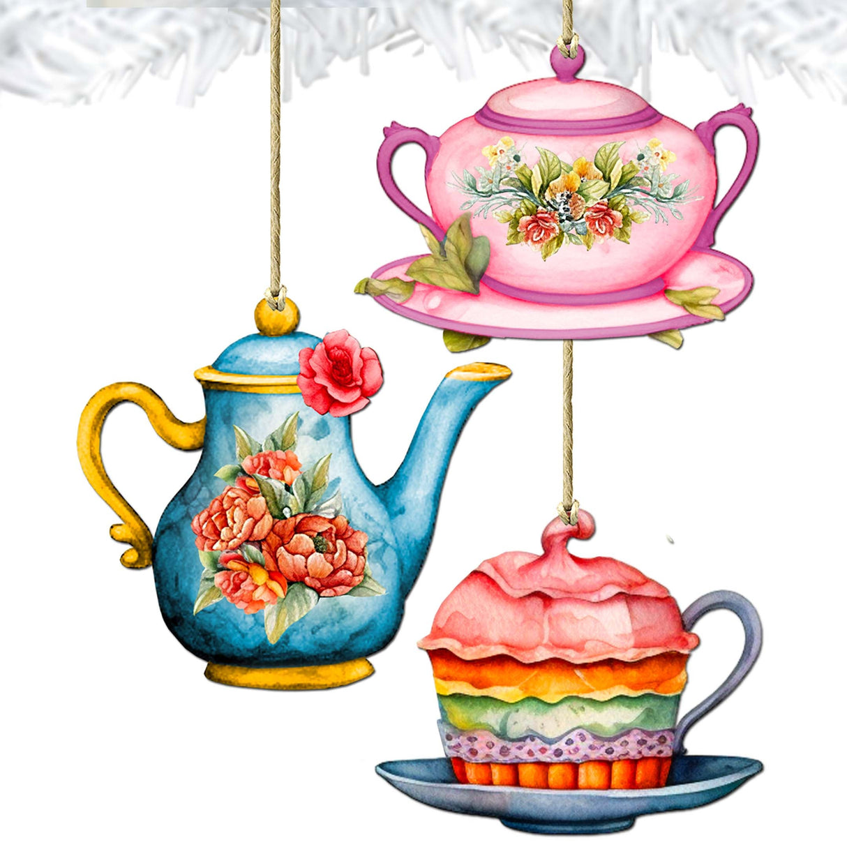 Juego de 3 adornos decorativos de madera para el Día de la Madre de G. Debrekht - Love Family Decor - 8091059-S3